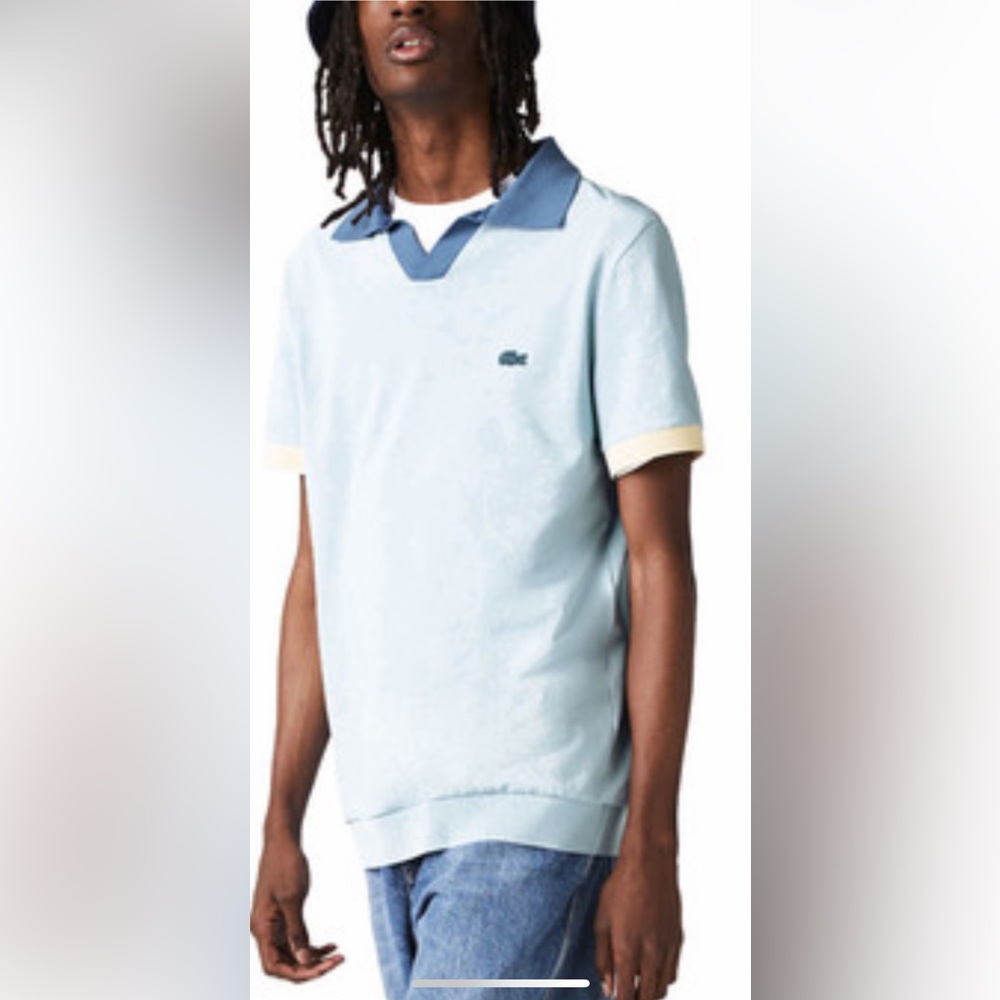 Lacoste Blue Cotton Pique
Regular Fit Polo T-Shirt Size S